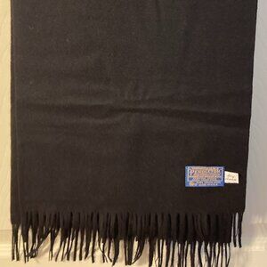 Pendleton Black 100% Virgin Wool Scarf Made In USA 12”X 47”